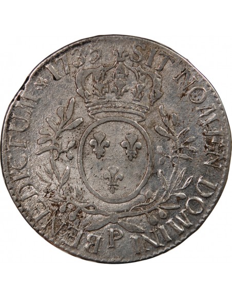 LOUIS XV - ECU AUX BRANCHES D'OLIVIER 1735 P DIJON