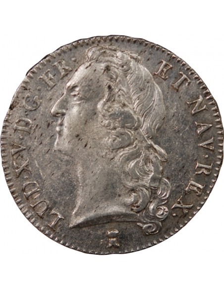 LOUIS XV﻿ - ECU AU BANDEAU ARGENT 1744 T NANTES