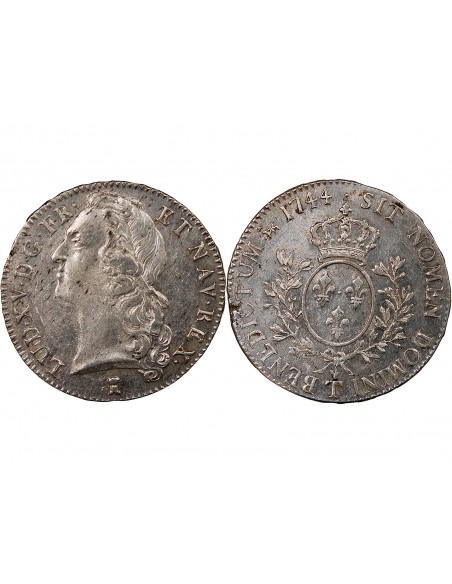 LOUIS XV﻿ - ECU AU BANDEAU ARGENT 1744 T NANTES