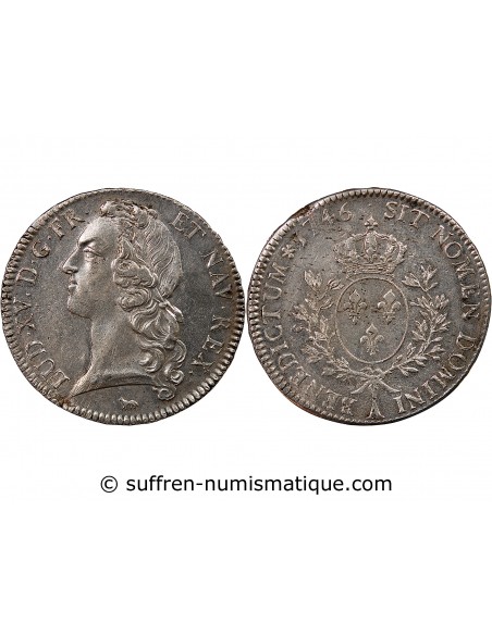 LOUIS XV﻿ - ECU AU BANDEAU ARGENT 1746 A PARIS