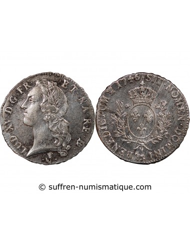LOUIS XV﻿ - ECU AU BANDEAU ARGENT 1746 PAU