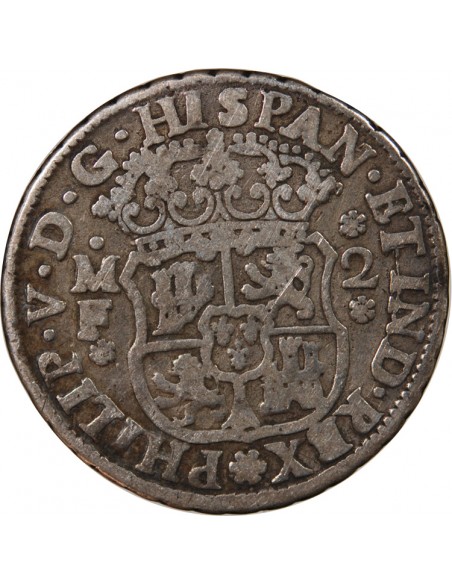 MEXIQUE, PHILIPPE V - 2 REALES ARGENT 1739 MEXICO