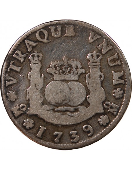 MEXIQUE, PHILIPPE V - 2 REALES ARGENT 1739 MEXICO