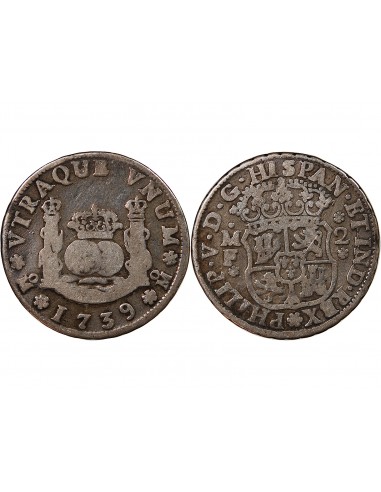 MEXIQUE, PHILIPPE V - 2 REALES ARGENT 1739 MEXICO