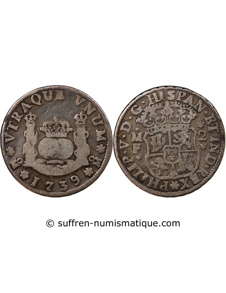 MEXIQUE, PHILIPPE V - 2 REALES ARGENT 1739 MEXICO