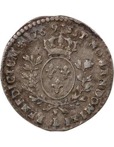 LOUIS XV - 1/20 ECU ARGENT AU BANDEAU 1769 L BAYONNE - R4