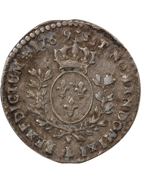 LOUIS XV - 1/20 ECU ARGENT AU BANDEAU 1769 L BAYONNE - R4