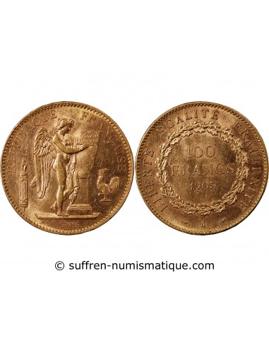 GENIE - 100 FRANCS OR 1905 "Dieu protège la France"﻿﻿