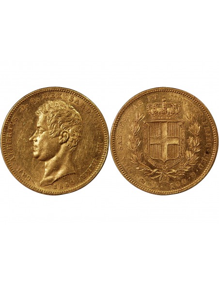 ITALIE, SARDAIGNE, CHARLES ALBERT - 100 LIRE OR 1840 GËNES