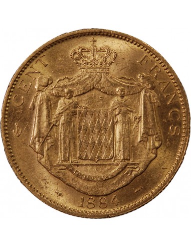MONACO, CHARLES III - 100 FRANCS OR 1884 A