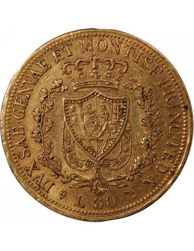 ITALIE, SARDAIGNE, CHARLES FELIX - 80 LIRE OR 1826 TURIN