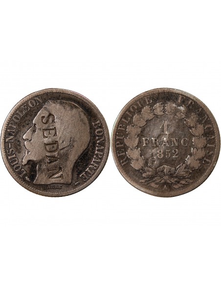 NAPOLEON III - 1 FRANC ARGENT 1852 A PARIS - SURCHARGE SEDAN