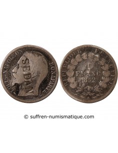 NAPOLEON III - 1 FRANC ARGENT 1852 A PARIS - SURCHARGE SEDAN