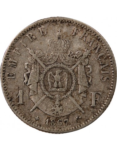 NAPOLEON III - 1 FRANC ARGENT 1867 A PARIS