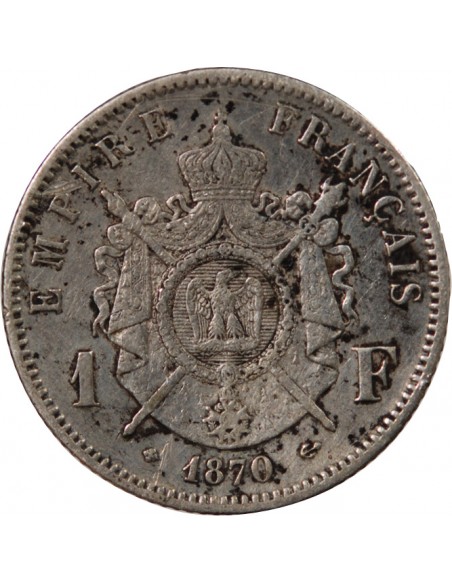 NAPOLEON III - 1 FRANC ARGENT 1870 BB STRASBOURG