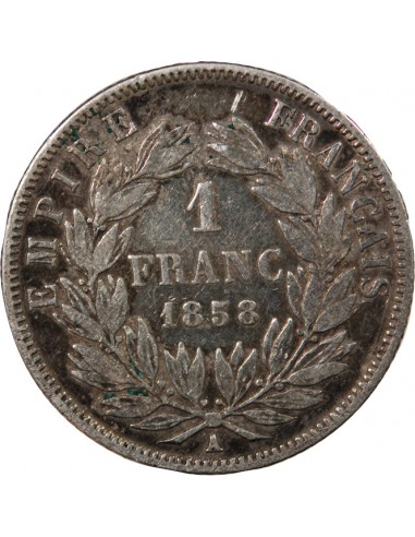 NAPOLEON III - 1 FRANC ARGENT 1858 A PARIS