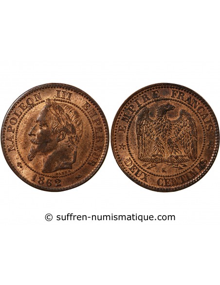 NAPOLEON III - 2 CENTIMES 1862 K BORDEAUX