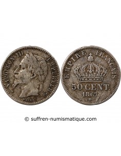 NAPOLEON III - 50 CENTIMES ARGENT 1867 BB STRASBOURG