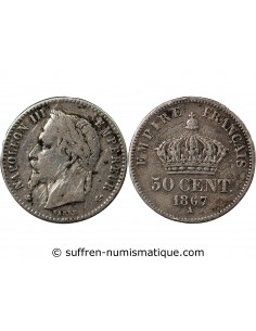 NAPOLEON III - 50 CENTIMES ARGENT 1867 A PARIS