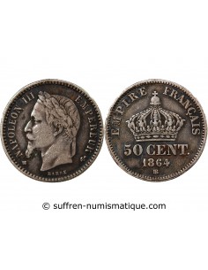 NAPOLEON III - 50 CENTIMES ARGENT 1864 BB STRASBOURG
