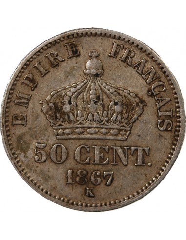 NAPOLEON III - 50 CENTIMES ARGENT 1867 K BORDEAUX
