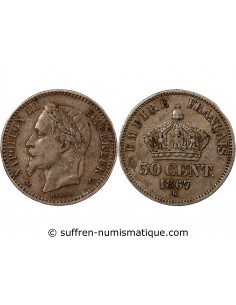 NAPOLEON III - 50 CENTIMES ARGENT 1867 K BORDEAUX