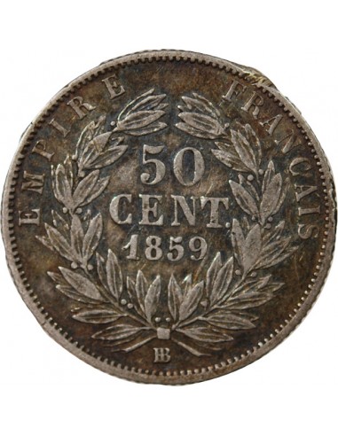 NAPOLEON III - 50 CENTIMES ARGENT 1859 BB STRASBOURG
