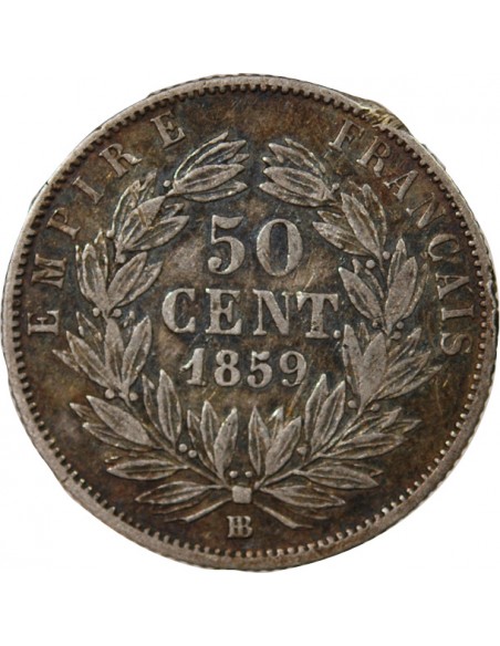 NAPOLEON III - 50 CENTIMES ARGENT 1859 BB STRASBOURG