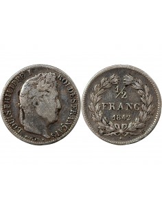 LOUIS-PHILIPPE﻿ Ier - 1/2 FRANC ARGENT 1842 BB STRASBOURG 2