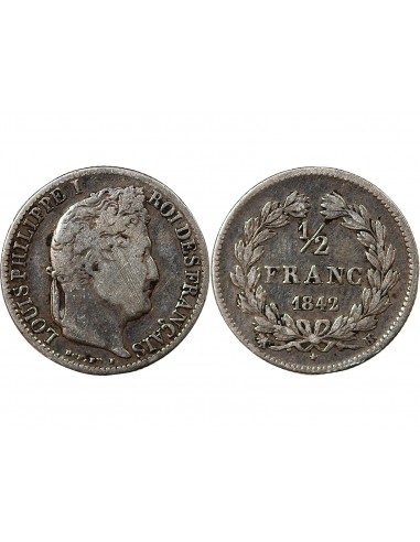 LOUIS-PHILIPPE﻿ Ier - 1/2 FRANC ARGENT 1842 BB STRASBOURG