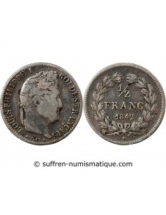 LOUIS-PHILIPPE﻿ Ier - 1/2 FRANC ARGENT 1842 BB STRASBOURG