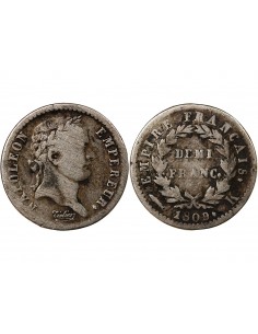NAPOLEON Ier - 1/2 FRANC ARGENT 1809 K BORDEAUX 2
