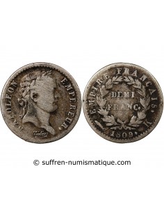 NAPOLEON Ier - 1/2 FRANC ARGENT 1809 K BORDEAUX
