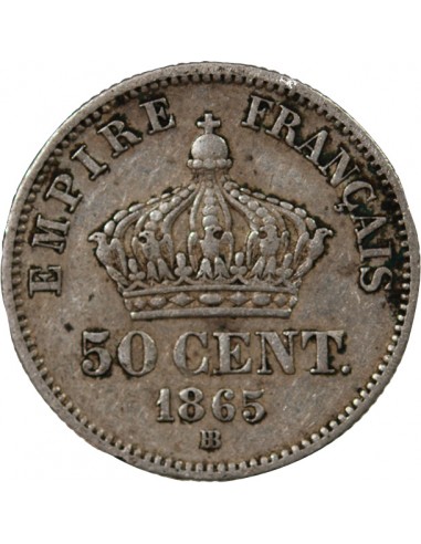 NAPOLEON III - 50 CENTIMES ARGENT 1865 BB STRASBOURG