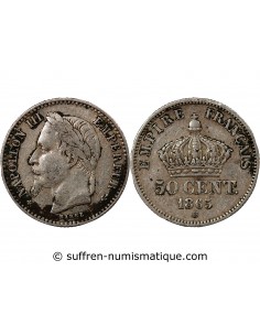 NAPOLEON III - 50 CENTIMES ARGENT 1865 BB STRASBOURG