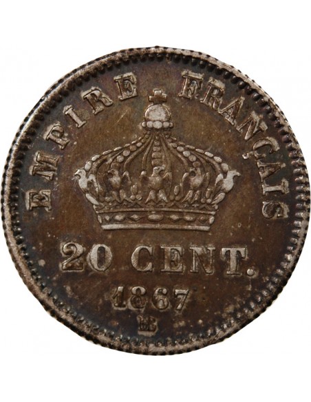 NAPOLEON III - 20 CENTIMES ARGENT 1867 BB STRASBOURG