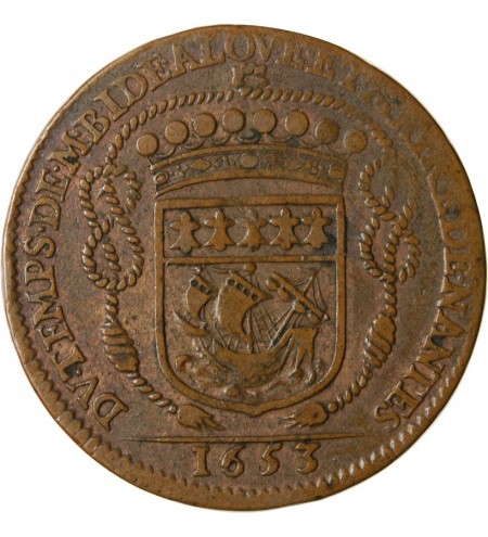 MAIRE DE NANTES - CLAUDE BIDE, SIEUR DE RANZAY JETON﻿ CUIVRE 1653