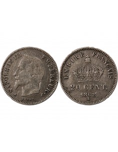 NAPOLEON III - 20 CENTIMES ARGENT 1868 A PARIS 2