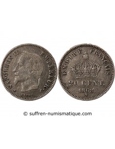 NAPOLEON III - 20 CENTIMES ARGENT 1868 A PARIS