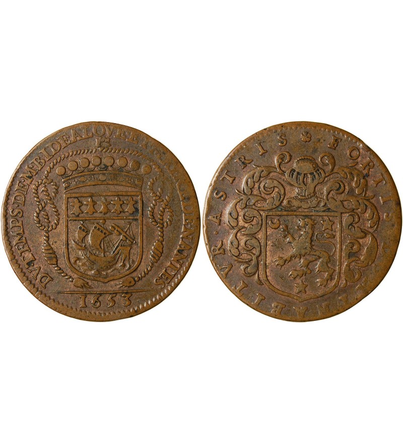 MAIRE DE NANTES - CLAUDE BIDE, SIEUR DE RANZAY JETON﻿ CUIVRE 1653