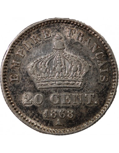 NAPOLEON III - 20 CENTIMES ARGENT 1868 A PARIS