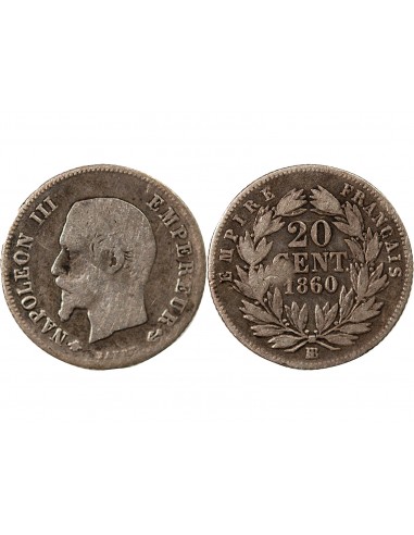 NAPOLEON III - 20 CENTIMES ARGENT 1860 BB STRASBOURG