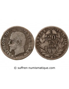 NAPOLEON III - 20 CENTIMES ARGENT 1860 BB STRASBOURG