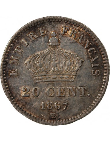 NAPOLEON III - 20 CENTIMES ARGENT 1867 BB STRASBOURG