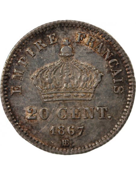 NAPOLEON III - 20 CENTIMES ARGENT 1867 BB STRASBOURG