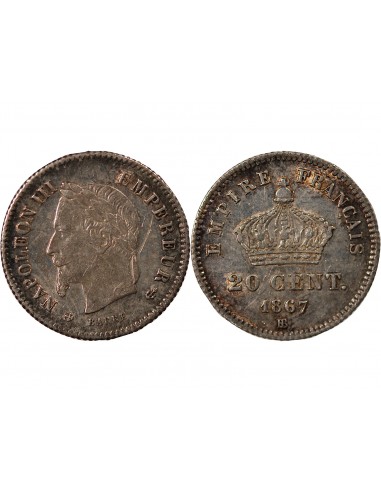NAPOLEON III - 20 CENTIMES ARGENT 1867 BB STRASBOURG