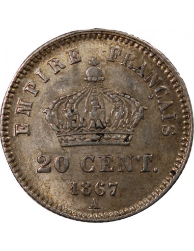 NAPOLEON III - 20 CENTIMES ARGENT 1867 A PARIS