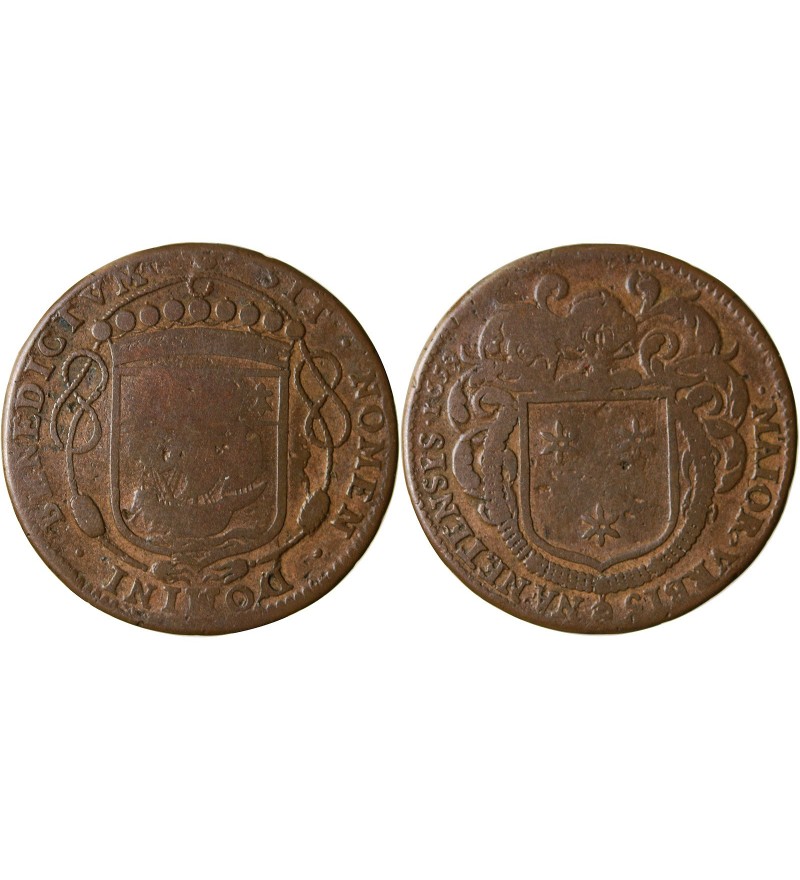 MAIRE DE NANTES - JACQUES HUTEAU JETON﻿ CUIVRE 1659