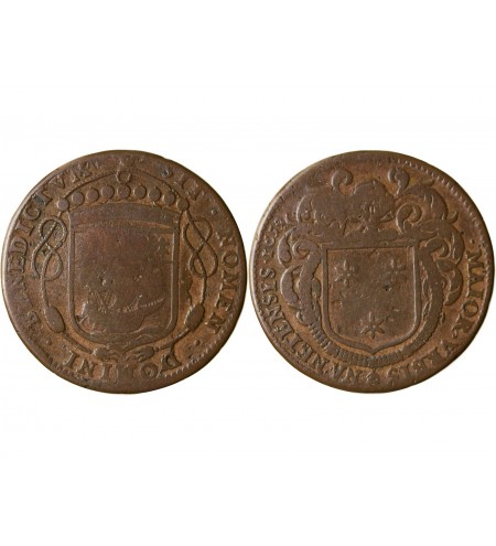 MAIRE DE NANTES - JACQUES HUTEAU JETON﻿ CUIVRE 1659