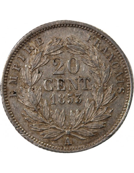 NAPOLEON III - 20 CENTIMES ARGENT 1853 A PARIS